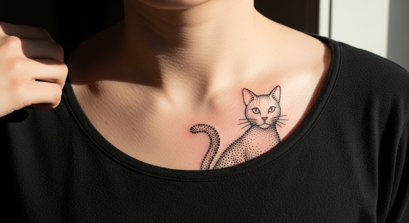 27 Dotwork Black Cat Tattoo Designs That Feel Mysterious