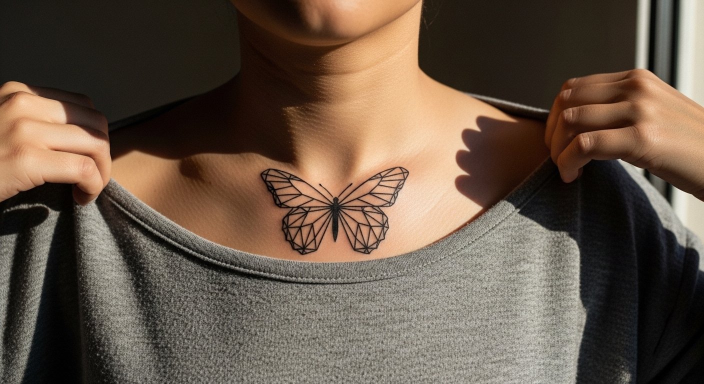 27 Geometric Butterfly Tattoo Stencil Ideas