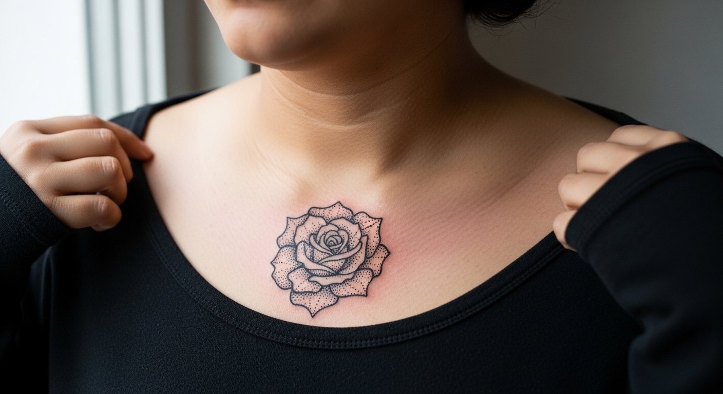 27 Dotwork Black Rose Tattoo Designs