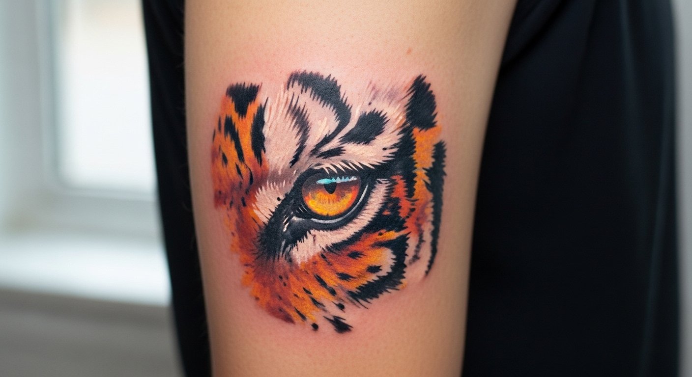 21 Colorful Tiger Eyes Tattoo Designs