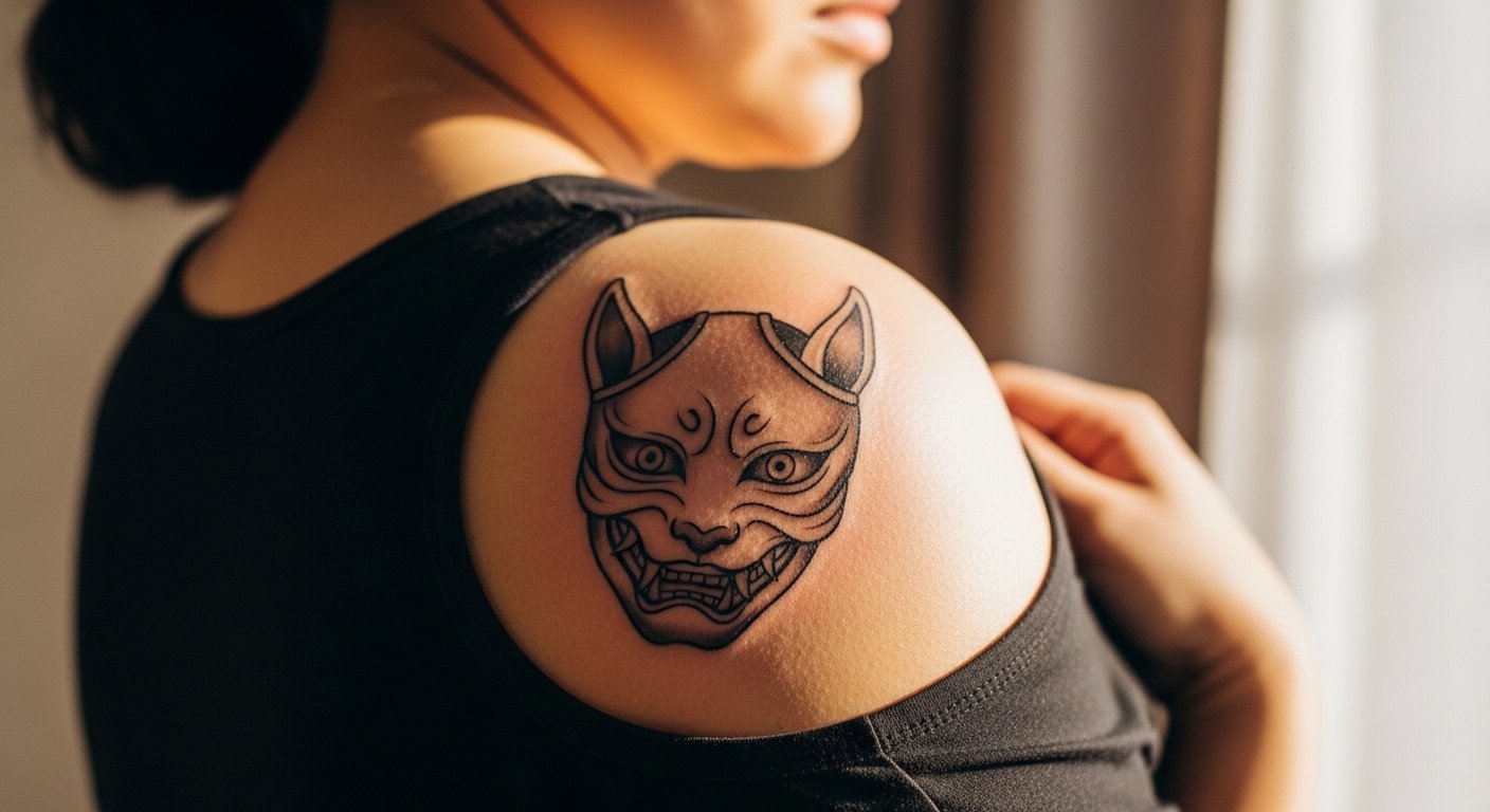 17 Soft Hanya Mask Tattoo Design Ideas
